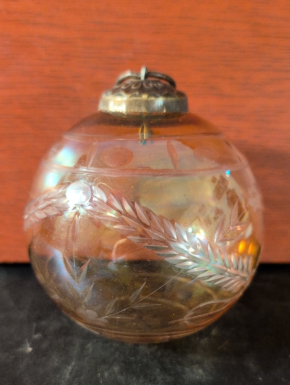Etched Glass Christmas Ornament